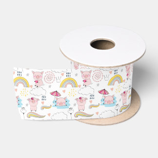Niedliche Schweine Satinband