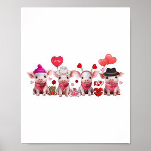 Niedliche Schweine Valentinstag Zuchttier Schweine Poster