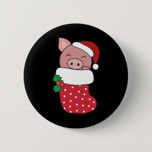 Niedliche Schweine zu Weihnachten Strumpf für Weih Button
