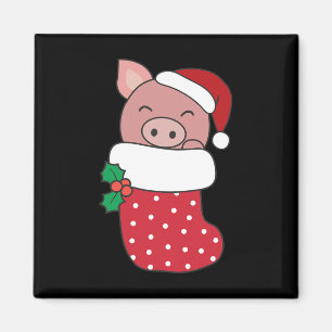 Niedliche Schweine zu Weihnachten Strumpf für Weih Magnet