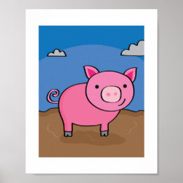 Niedliche Schweinebilderung Kinder Zuchttierkunstp Poster