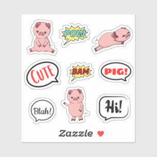 Niedliche Schweinebuch Blah Hi-Bubble-Stickers Aufkleber