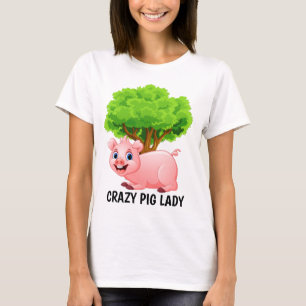 Niedliche Schweinefrau fügt Text hinzu T-Shirt