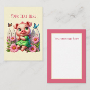 Niedliche Schweineliebhaber fügen eine Nachricht h Mitteilungskarte