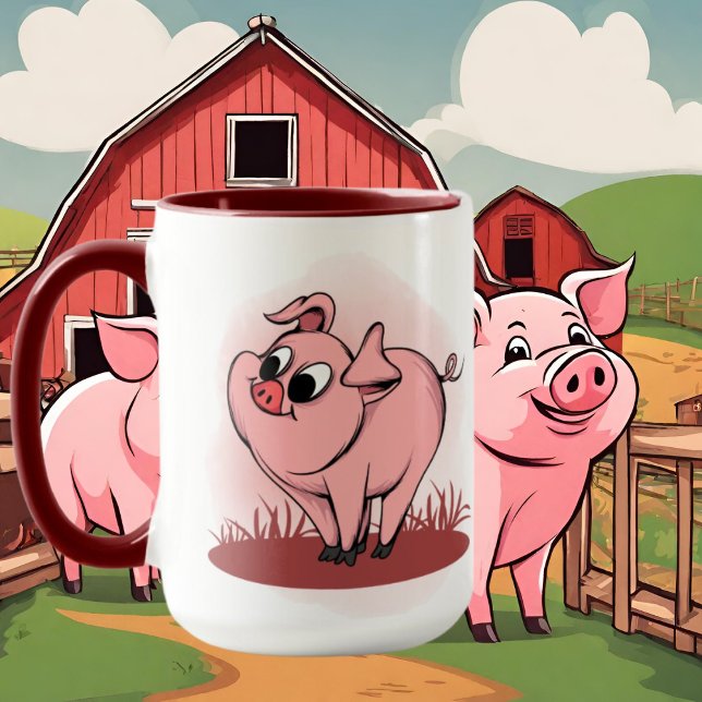 niedliche Schweineliebhaber fügen Monogramm hinzu Tasse (Von Creator hochgeladen)