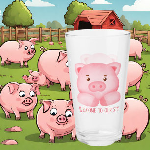 niedliche Schweineliebhaber willkommen heißen Text Glas