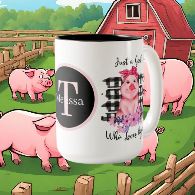 niedliche Schweineliebhaber Zweifarbige Tasse (Von Creator hochgeladen)