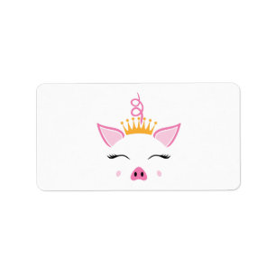 Niedliche Schweinepest mit Krone auf der Rücksende Adressaufkleber