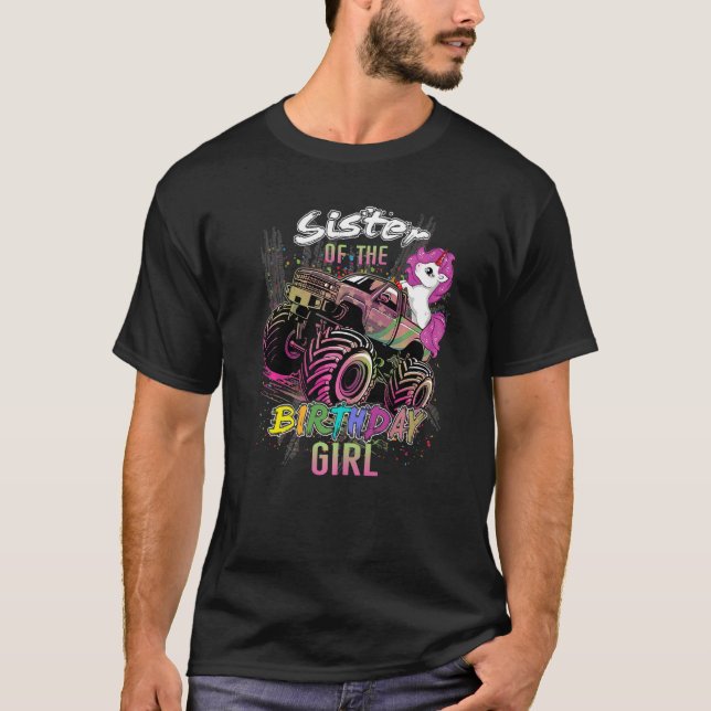 Niedliche Schwester eines Monster Truck Girl Gebur T-Shirt (Vorderseite)