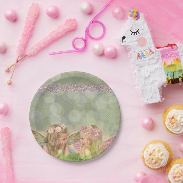 Niedliche Schwester Fairy Friends in Pink Fantasy  Pappteller (Party)