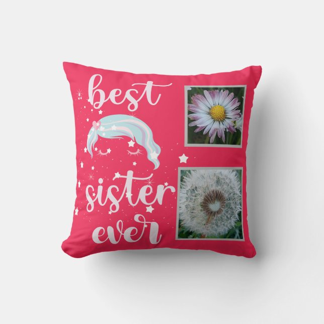 Niedliche Schwesterfoto-Vorlage Kissen (Vorderseite)