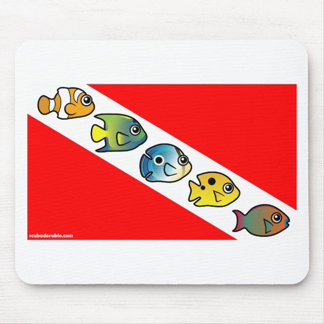 Niedliche Scubadorable Tauchen-Flagge Mousepad (Vorne)