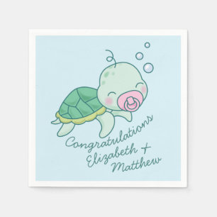 Niedliche Sea Turtle Baby Shower Kawaii Pink Girl Serviette