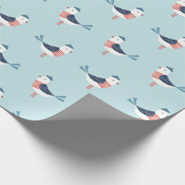 Niedliche Seelöwen auf hellblau Geschenkpapier