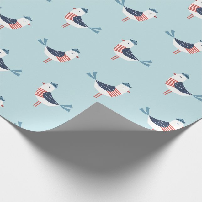 Niedliche Seelöwen auf hellblau Geschenkpapier (Ecke)