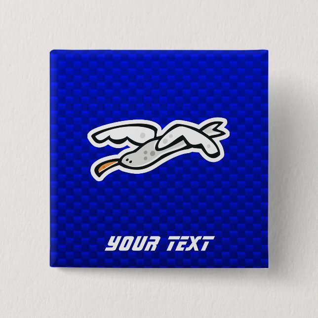 Niedliche Seemöwe; Blau Button (Vorderseite)