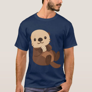 Niedliche Seeotter halten Schale T-Shirt