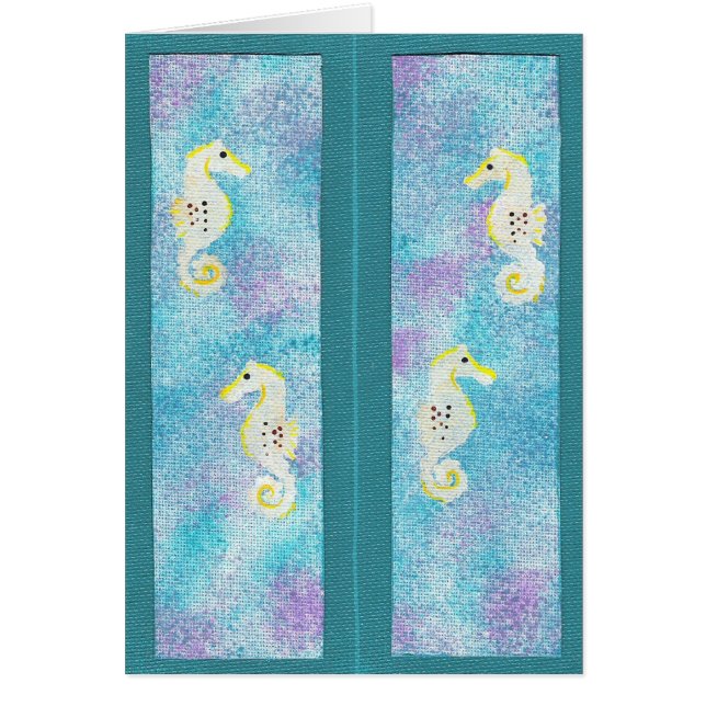 Niedliche Seepferde auf blauen und lila Lesezeiche (Vorne)