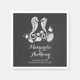 Niedliche Seepferde Beach Hochzeitspapier Napkins Serviette