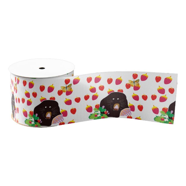 Niedliche Seezunge, Erdbeeren, Schmetterling Ripsband (Spule)