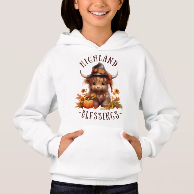 Niedliche Segnungen für den Erntedank der Hochland Hoodie (Vorderseite)