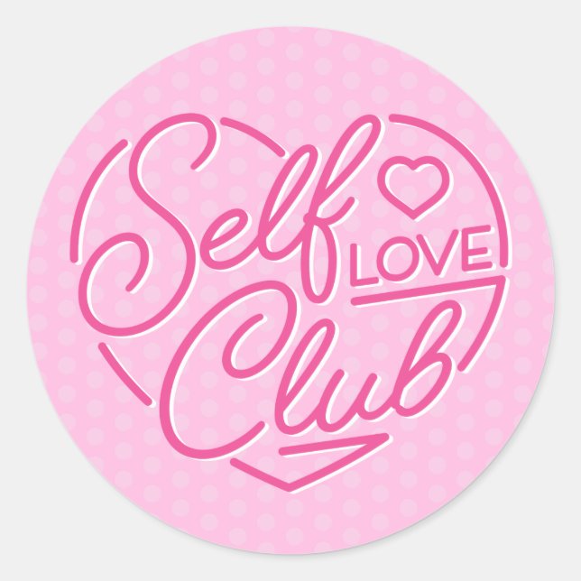 Niedliche Self Liebe Club Heart Classic Rundaufkle Runder Aufkleber (Vorderseite)