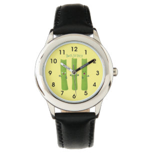 Niedliche Sellerie Sticks Trio Cartoon Gemüse Armbanduhr