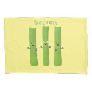 Niedliche Sellerie Sticks Trio Cartoon Gemüse Kissenbezug