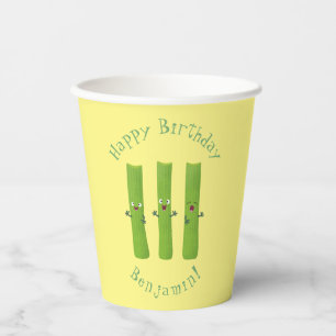 Niedliche Sellerie Sticks Trio Cartoon Gemüse Pappbecher