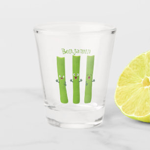 Niedliche Sellerie Sticks Trio Cartoon Gemüse Schnapsglas