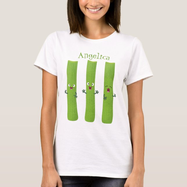 Niedliche Sellerie Sticks Trio Cartoon Gemüse T-Shirt (Vorderseite)