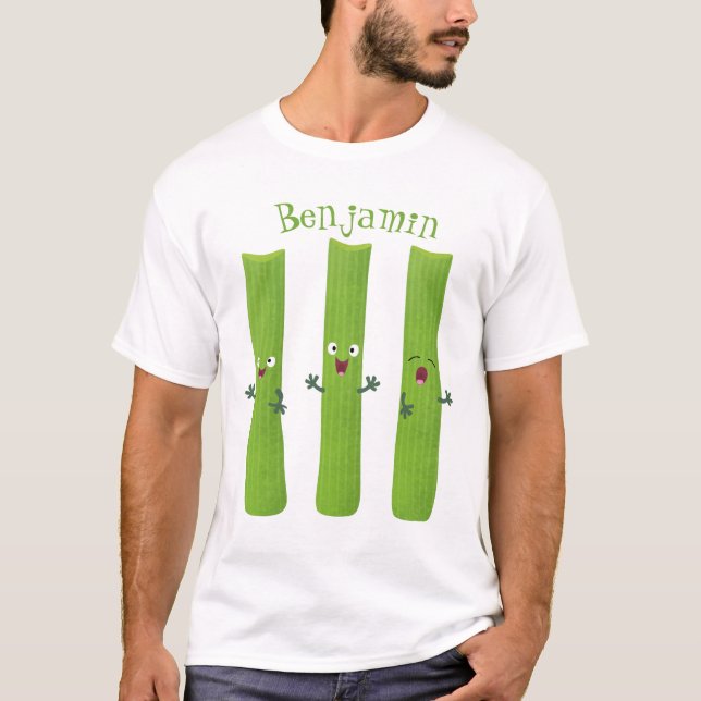 Niedliche Sellerie Sticks Trio Cartoon Gemüse T-Shirt (Vorderseite)