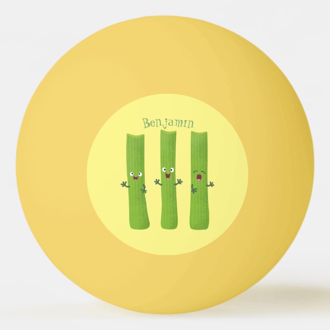 Niedliche Sellerie Sticks Trio Cartoon Gemüse Tischtennisball (Vorderseite)