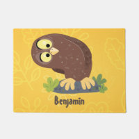 Niedliche, seltsame, lustige Uhu-Cartoon-Illustrat