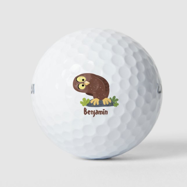 Niedliche, seltsame, lustige Uhu-Cartoon-Illustrat Golfball (Vorderseite)