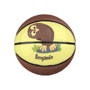 Niedliche, seltsame, lustige Uhu-Cartoon-Illustrat Mini Basketball