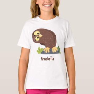 Niedliche, seltsame, lustige Uhu-Cartoon-Illustrat T-Shirt
