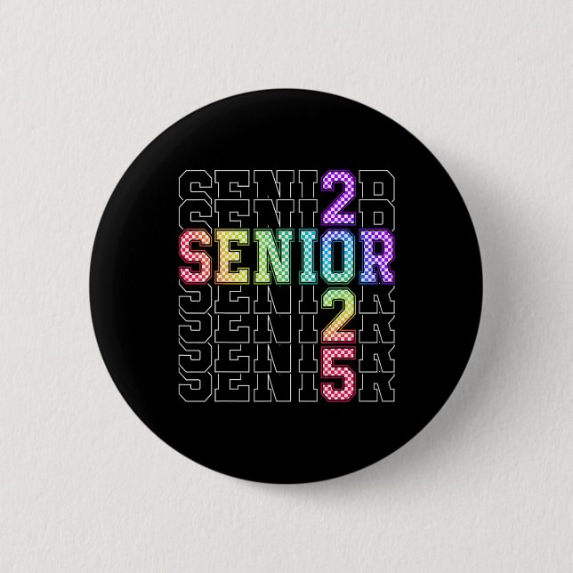 Niedliche Senior CL of 2025 Checkered Senior 25 Gr Button (Vorderseite)