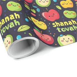 🍎 Niedliche Shanah Tovah mit Äpfeln Geschenkpapier