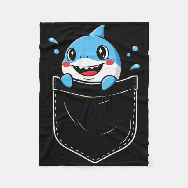 Niedliche Shark Pocket Meme Funny Fleecedecke (Vorderseite)