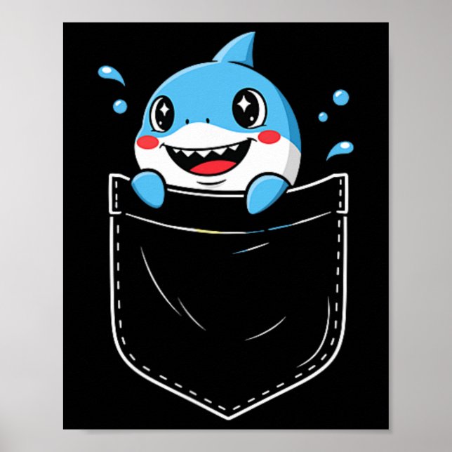 Niedliche Shark Pocket Meme Funny Poster (Vorne)