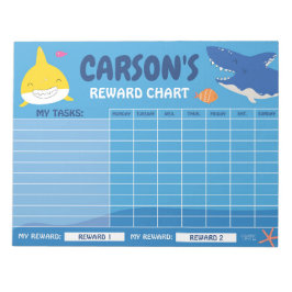 Niedliche Shark Rewards Chart Personalisiert Name  Notizblock