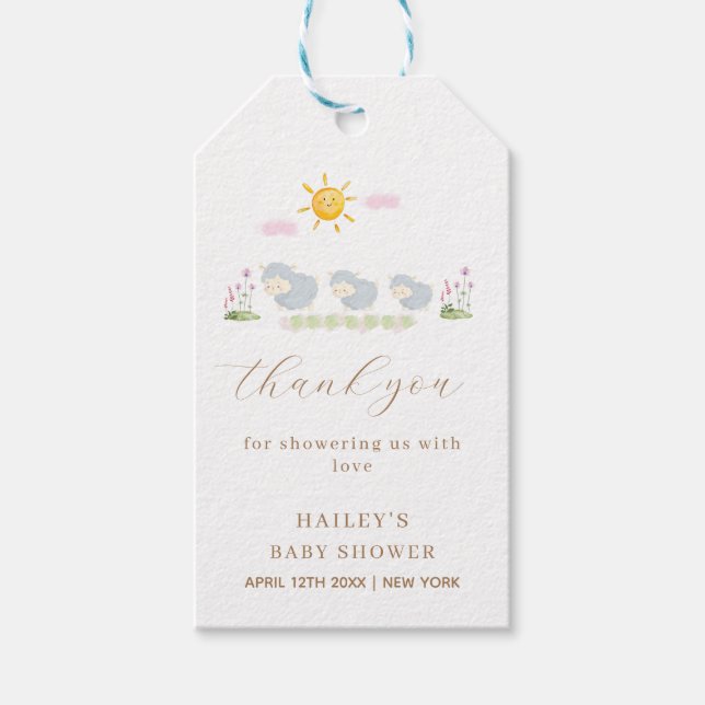 Niedliche Sheep Floral Garden Kinderdusche Vielen  Geschenkanhänger (Vorderseite)