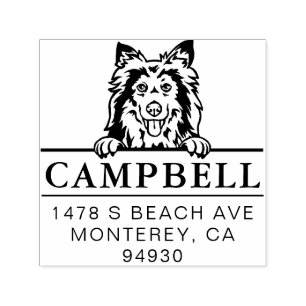 Niedliche Shetland Sheepdog Custom Dog Address Bri Permastempel