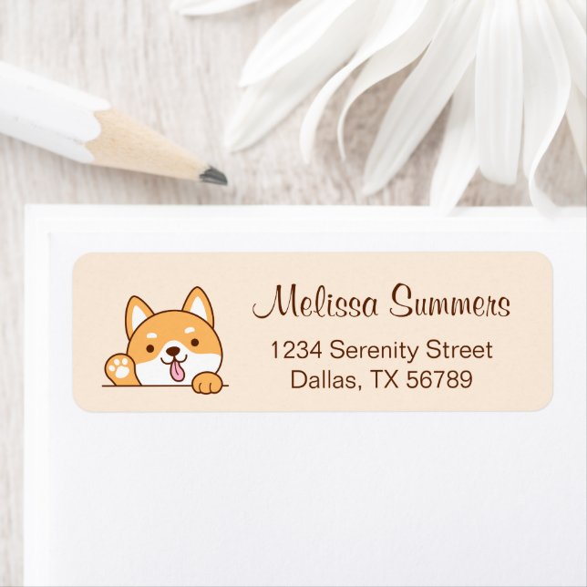 Niedliche Shiba Inu Corgi Dog Beige Rücksendeadres (Insitu)