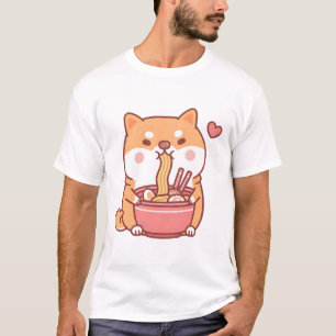 Niedliche Shiba Inu Hunde Lieben essen japanische T-Shirt