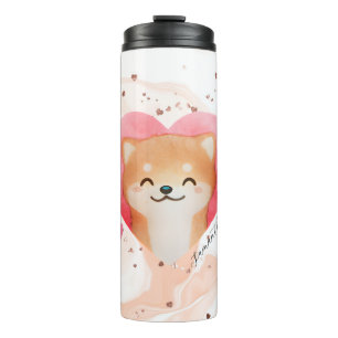 Niedliche Shiba Inu im Herzen Thermosbecher
