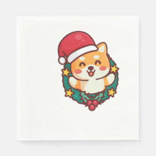 Niedliche Shiba Inu Lächeln mit Xmas Hat Active Serviette