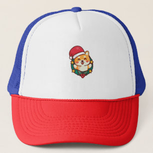 Niedliche Shiba Inu Lächeln mit Xmas Hat Active Truckerkappe