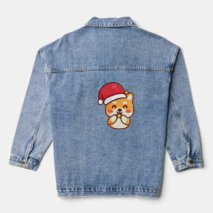 Niedliche Shiba Inu Lächeln mit Xmas Hat Jeansjacke